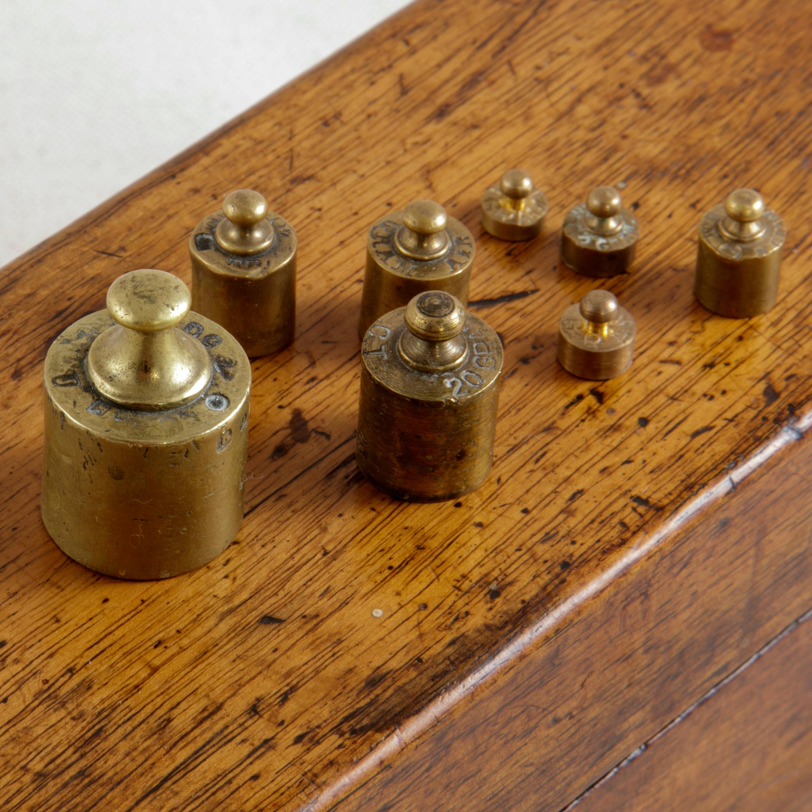 Set of Twelve Late 19th Century French Bronze Gram Weights in Solid Walnut Box 2