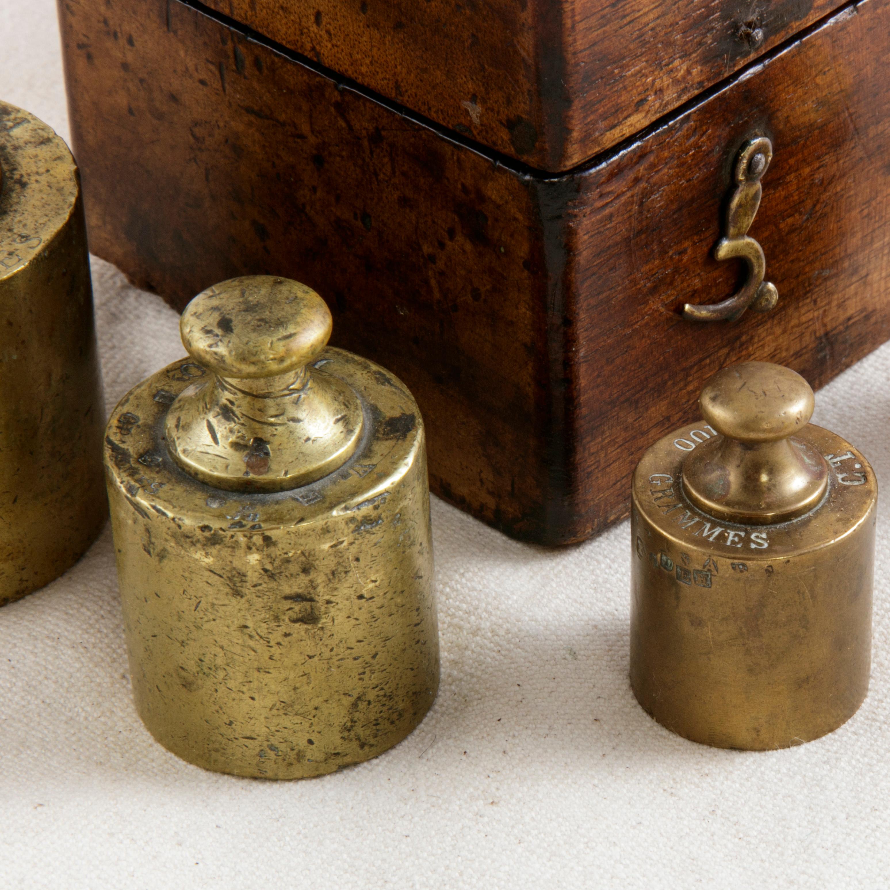 Set of Twelve Late 19th Century French Bronze Gram Weights in Solid Walnut Box 4
