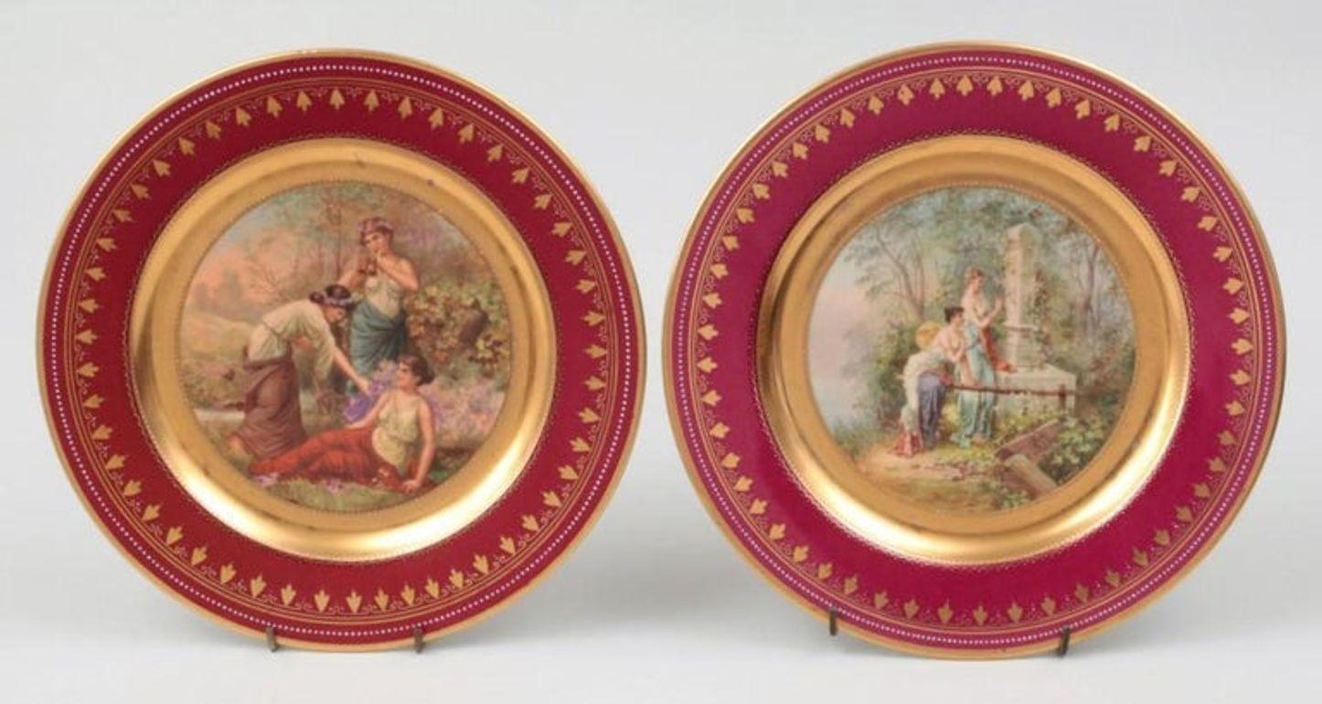 Conjunto de doce platos reales de Viena de finales del siglo XIX Austríaco en venta