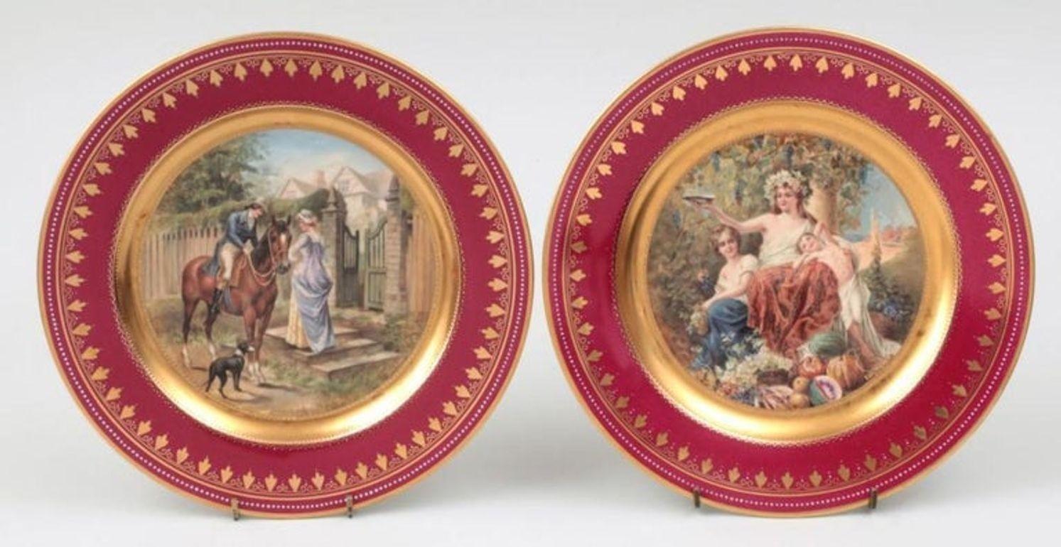 Conjunto de doce platos reales de Viena de finales del siglo XIX en Bueno estado para la venta en Los Angeles, CA