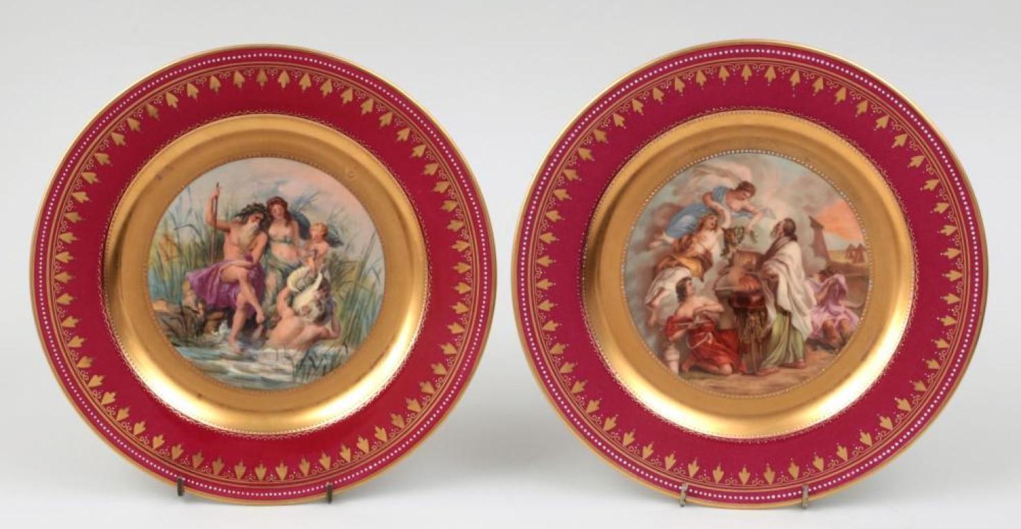 Porcelain Set of Twelve Late 19th Century Royal Vienna Plates For Sale