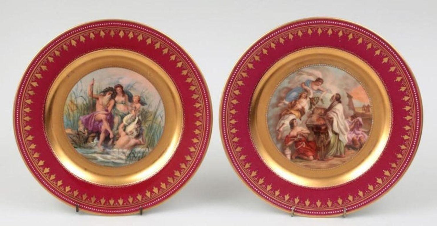 Conjunto de doce platos reales de Viena de finales del siglo XIX Porcelana en venta