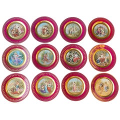 Set von zwölf königlichen Wiener Tellern aus dem späten 19. Jahrhundert