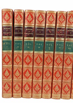 Set of 12 Leather Bound Volumes, Memoirs Casanova