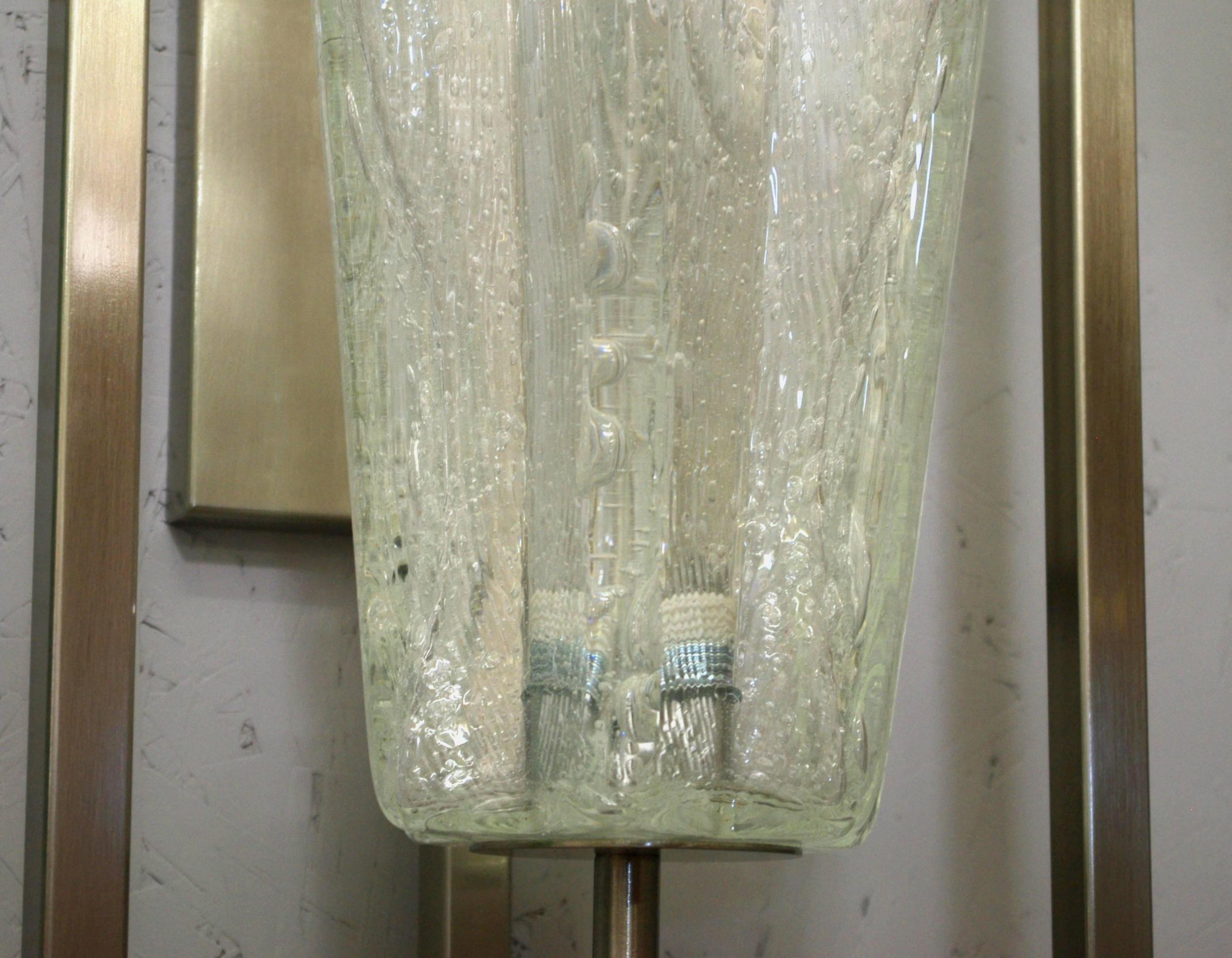 Set of Twelve Limited Edition Clear Murano Glass Sconces, 21st Century For Sale 4