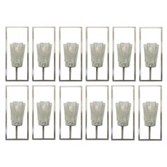 Set of Twelve Limited Edition Clear Murano Glass Sconces, 21st Century