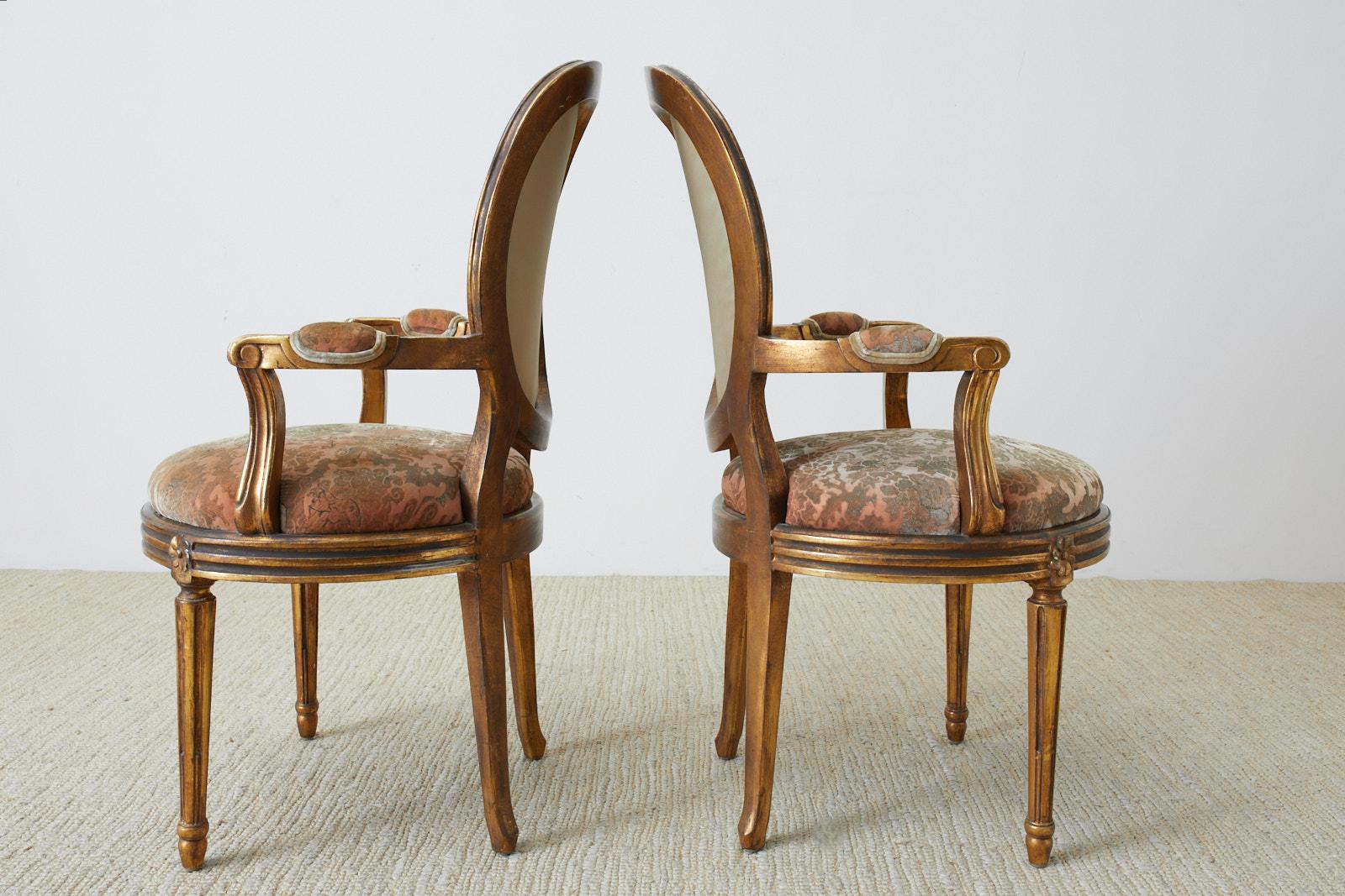 Set of Twelve Louis XVI Style Giltwood Dining Chairs 8