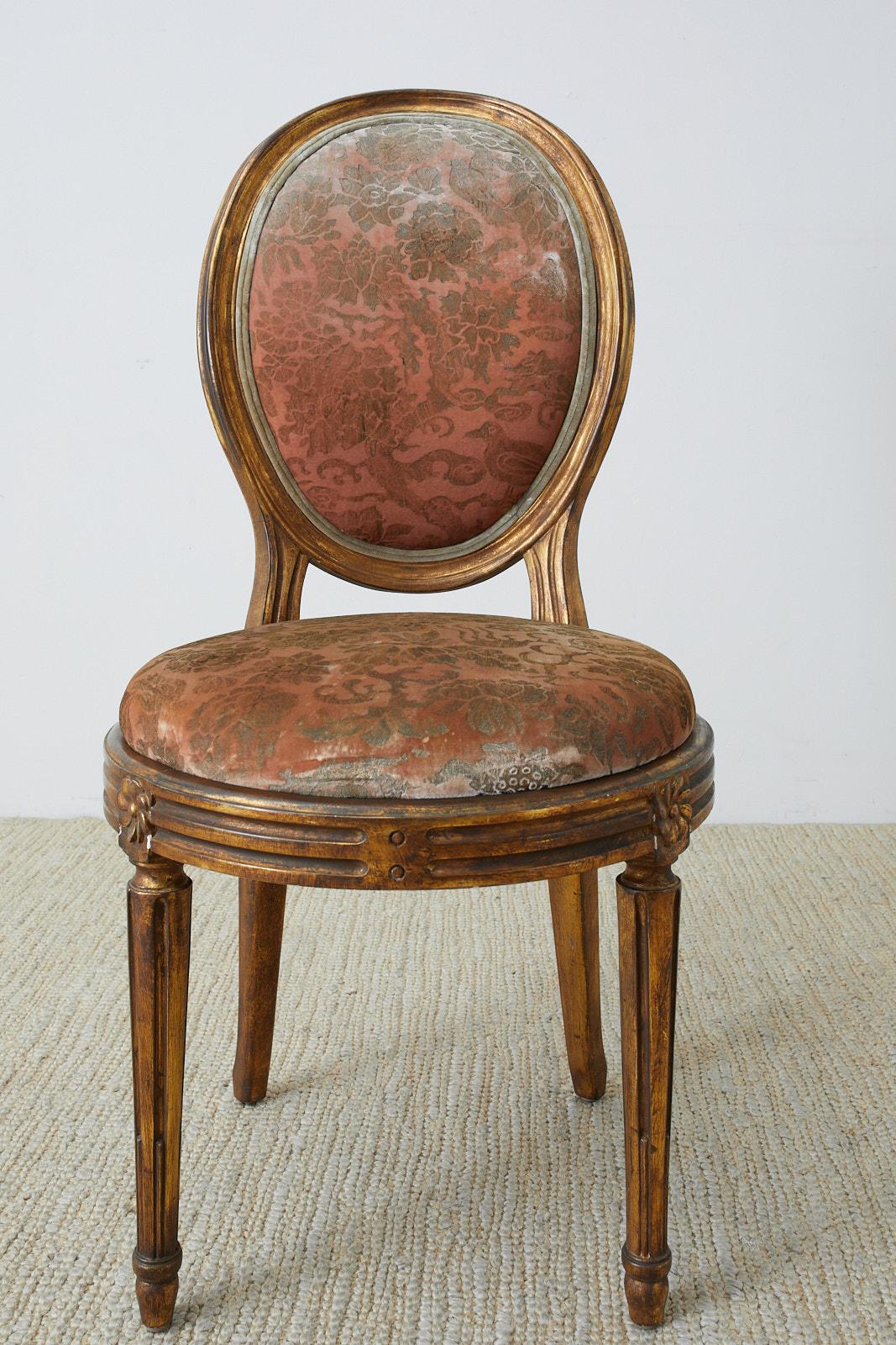 Set of Twelve Louis XVI Style Giltwood Dining Chairs 9