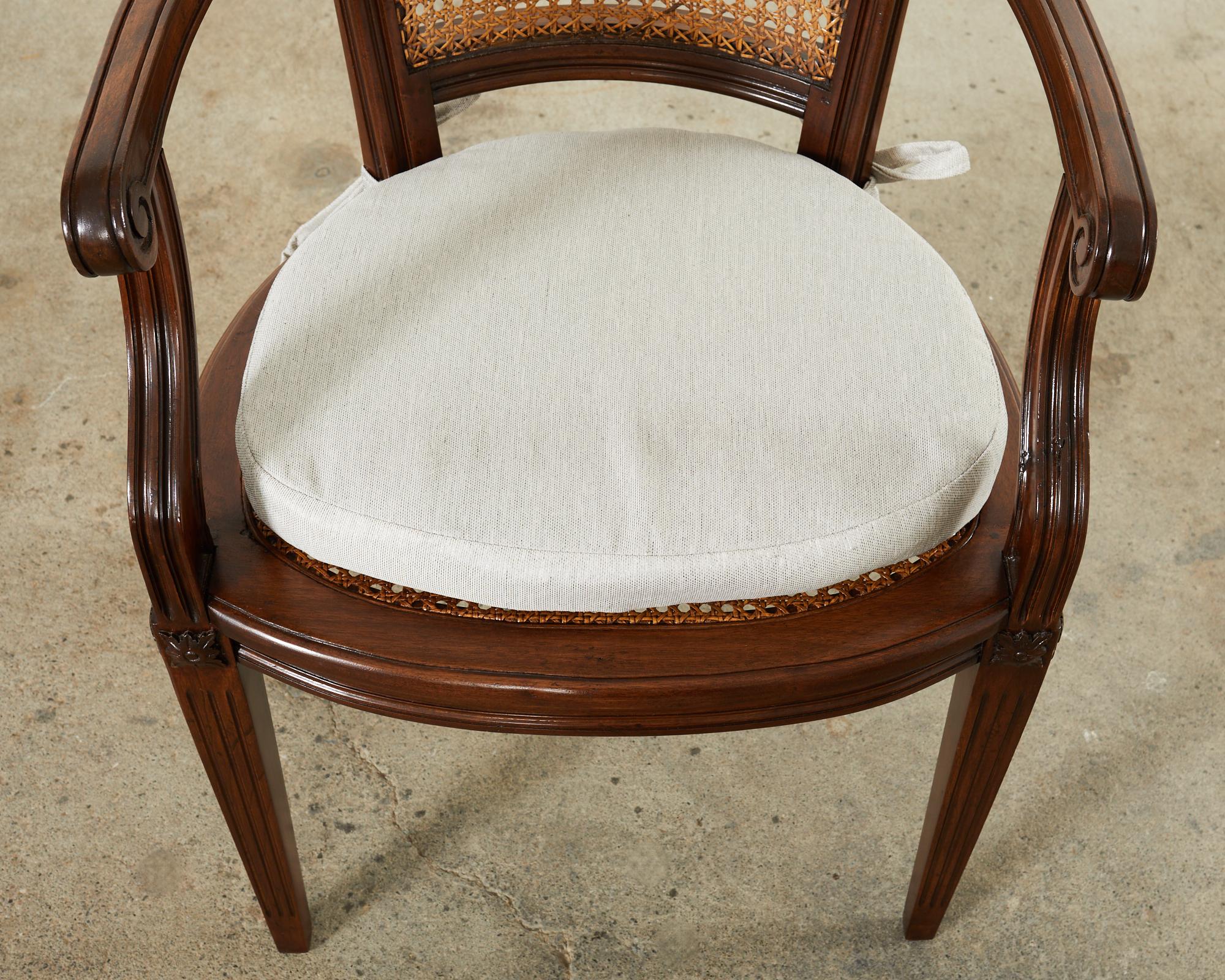 Set of Twelve Louis XVI Style Mahogany Cane Dining Armchairs  For Sale 7