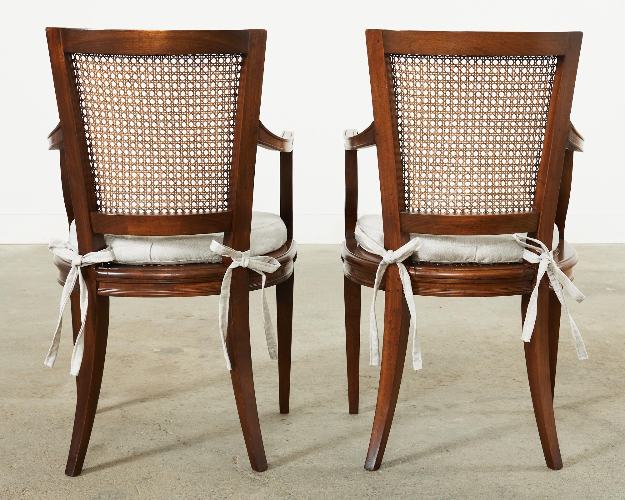 Set of Twelve Louis XVI Style Mahogany Cane Dining Armchairs  For Sale 11