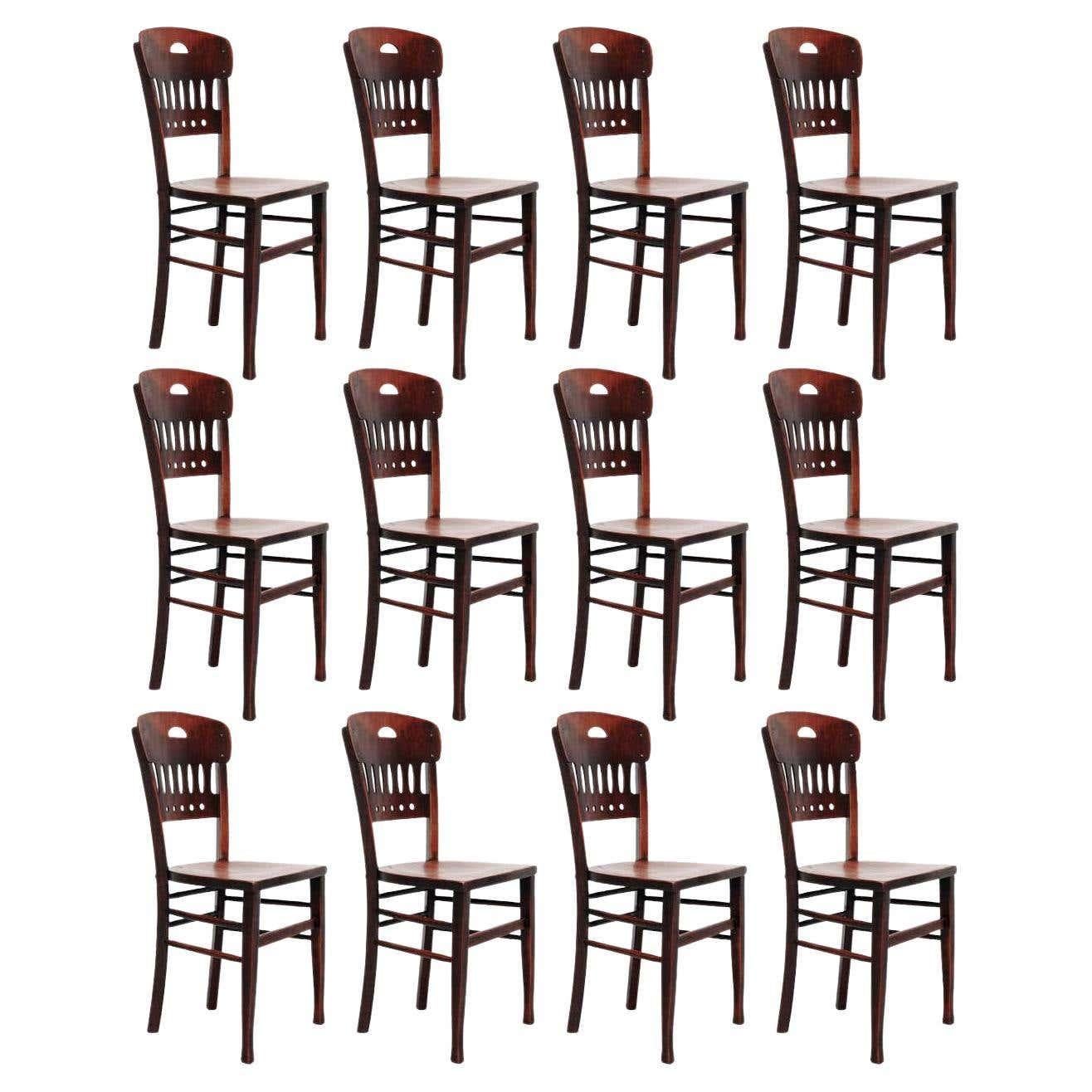 Set of Twelve Luterma Bistro Wood Chairs 5