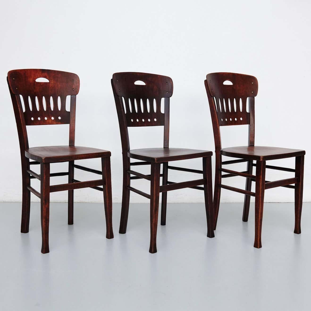 Art Nouveau Set of Twelve Luterma Bistro Wood Chairs