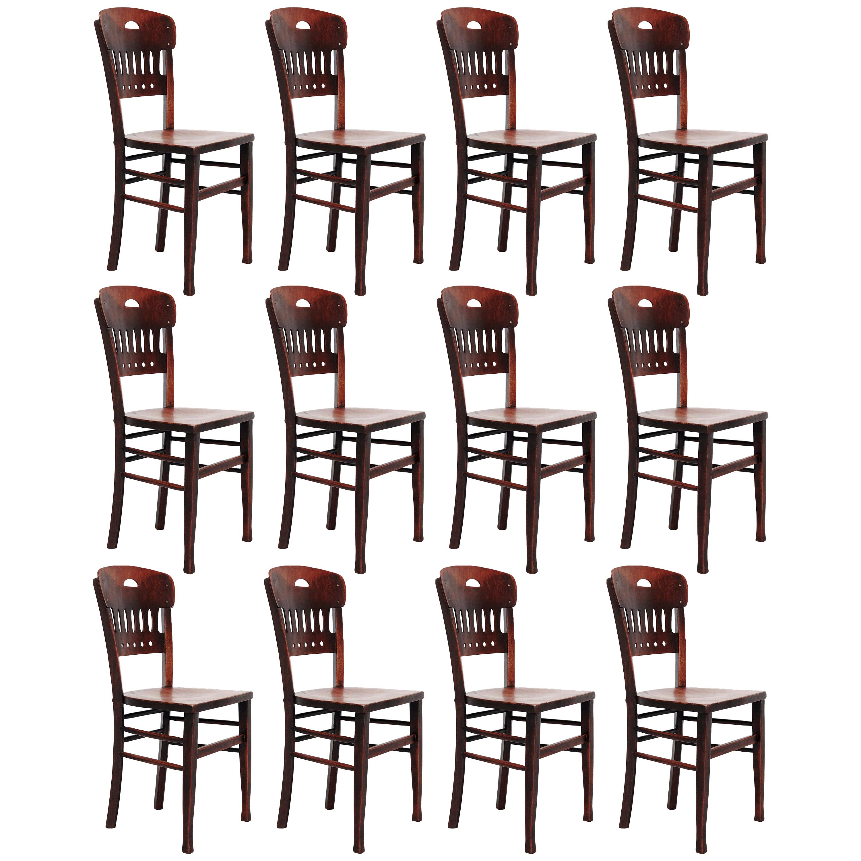 Set of Twelve Luterma Bistro Wood Chairs