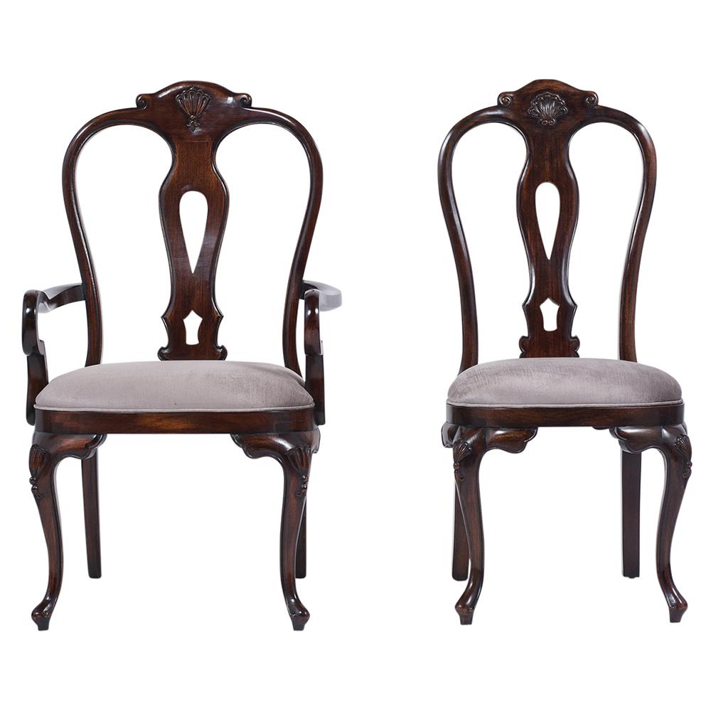 Queen Anne Set of Twelve Chippendale Mahogany Dining Chairs