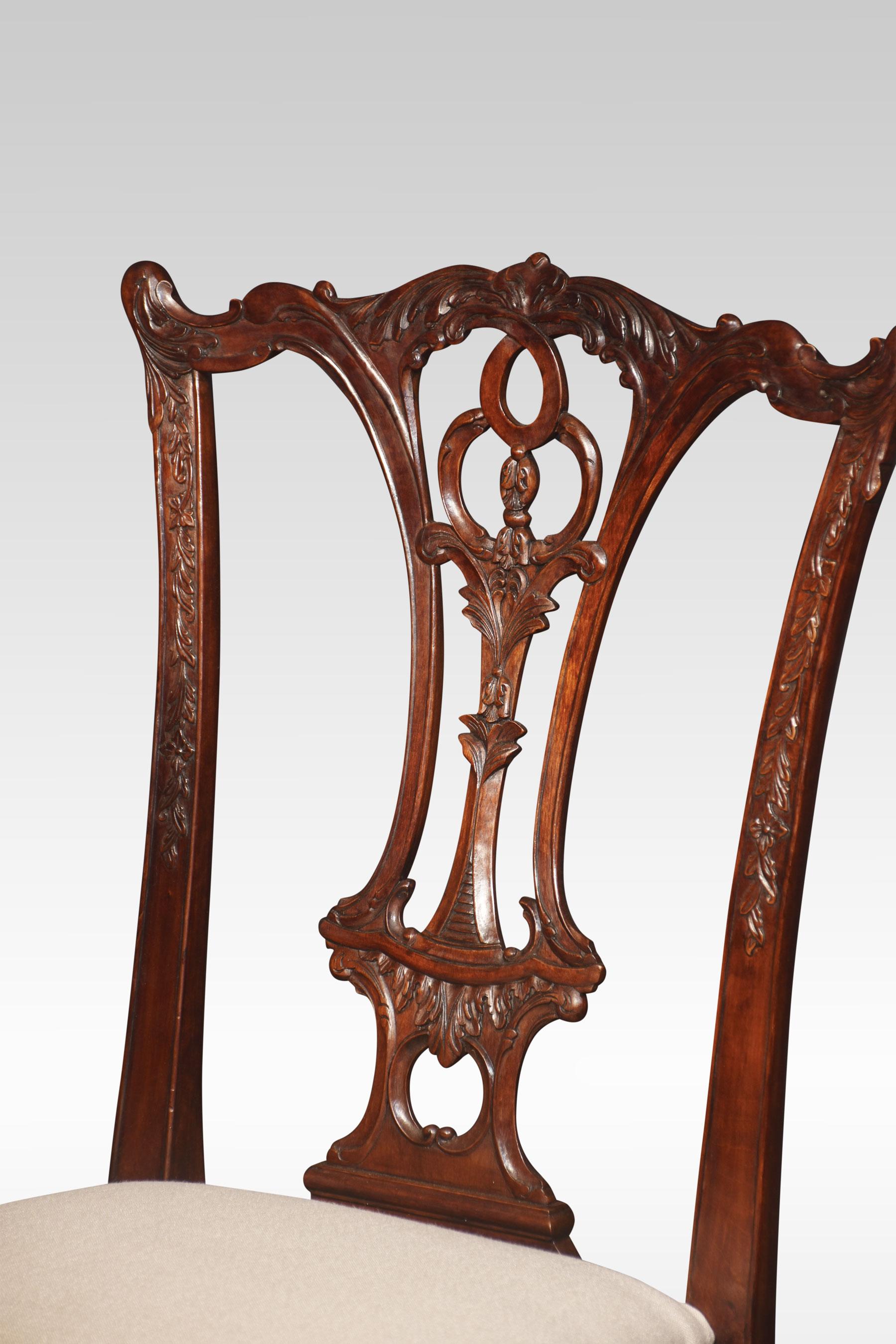 set of twelve mahogany dining chairs in Chippendale style 4