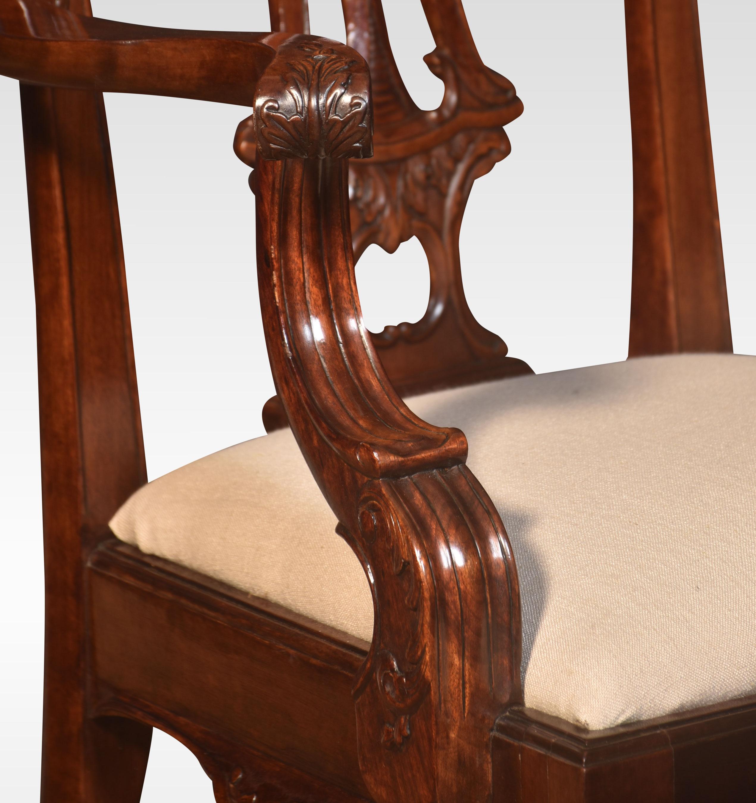 set of twelve mahogany dining chairs in Chippendale style In Good Condition In Cheshire, GB