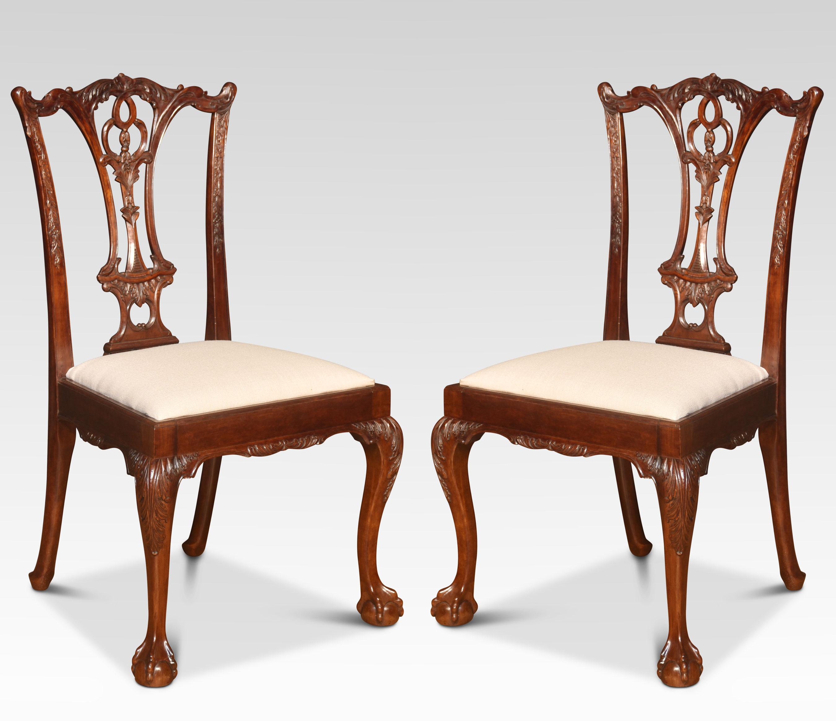 set of twelve mahogany dining chairs in Chippendale style 2