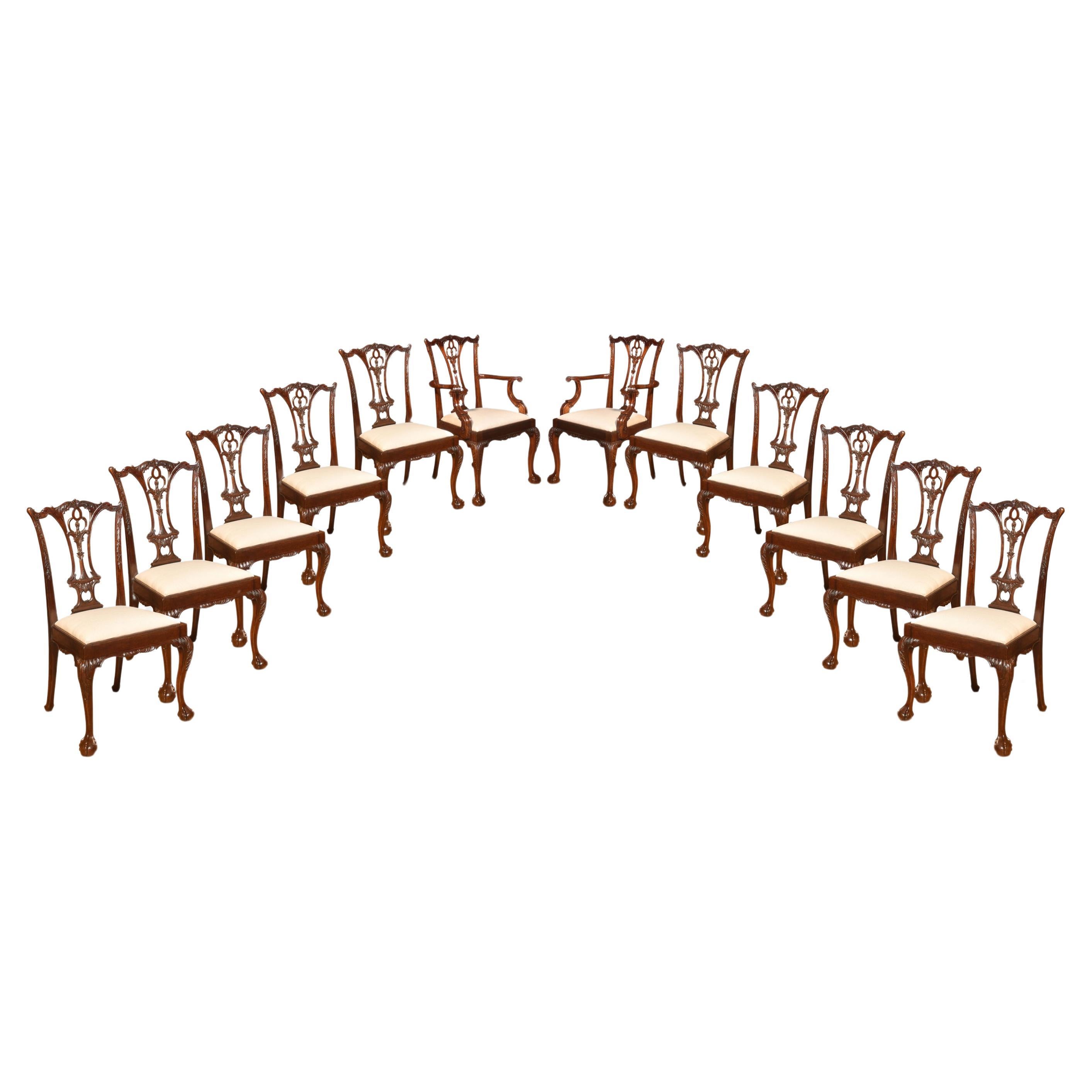 set of twelve mahogany dining chairs in Chippendale style