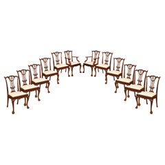 set of twelve mahogany dining chairs in Chippendale style