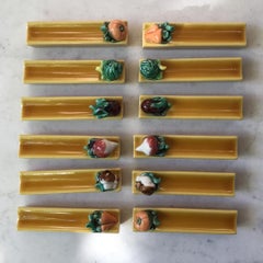 Set of Twelve Majolica Vegetables Knife Rests Vallauris, circa 1950