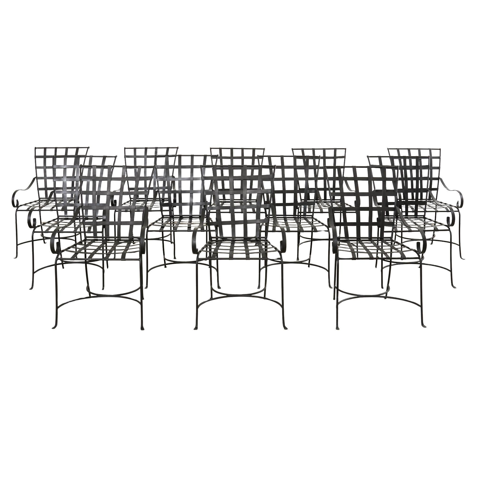Set of Twelve Mario Papperzini Style Iron Garden Dining Chairs