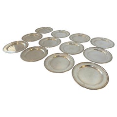 Set of Twelve Matching Elgin Sterling Silver Monogrammed Dishes Plates