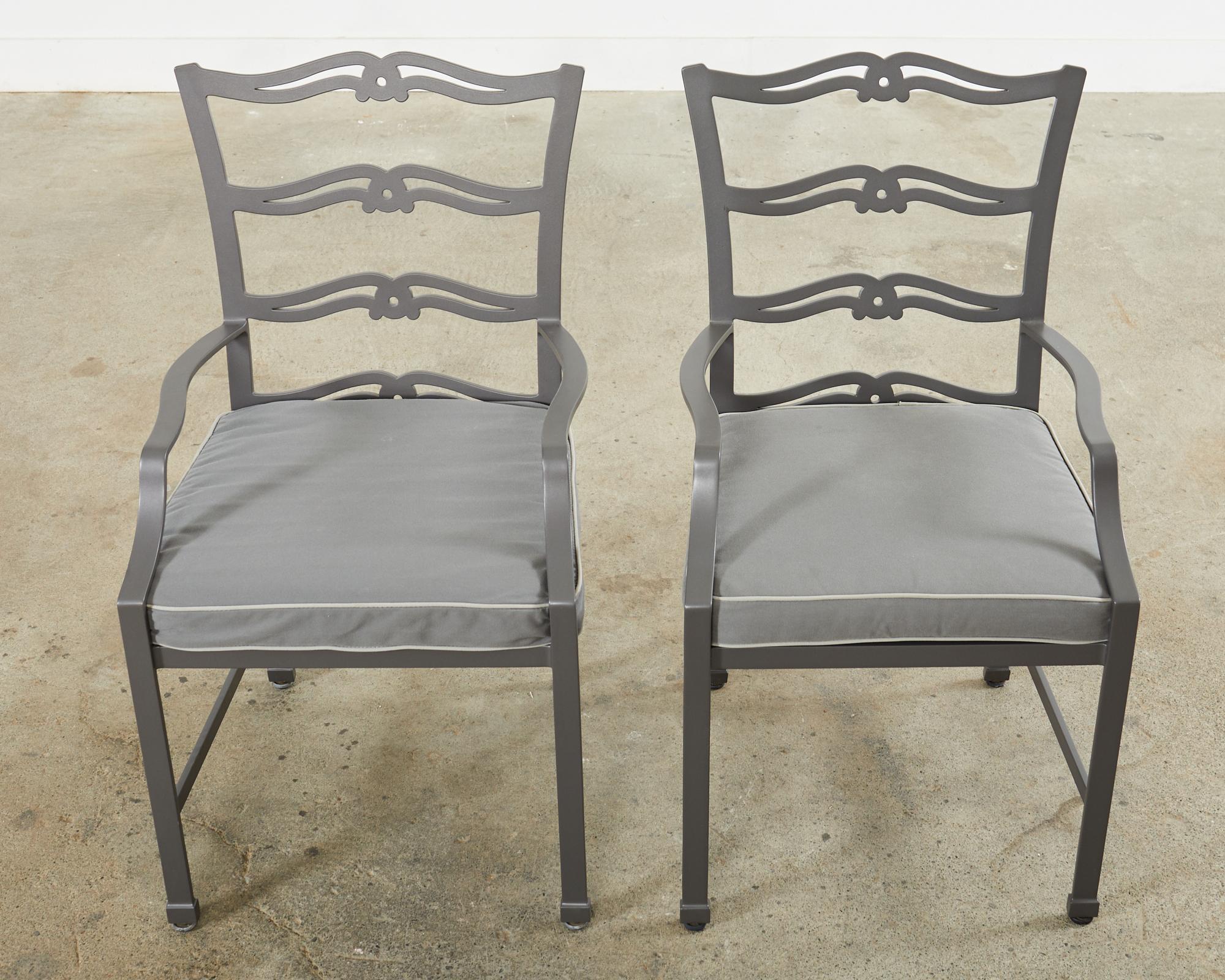 Powder-Coated Set of Twelve McKinnon & Harris Ladder Back Garden Dining Chairs  For Sale