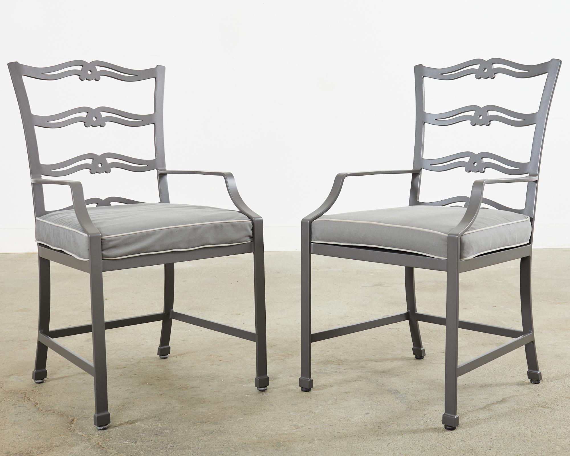 Set of Twelve McKinnon & Harris Ladder Back Garden Dining Chairs  In Good Condition For Sale In Rio Vista, CA