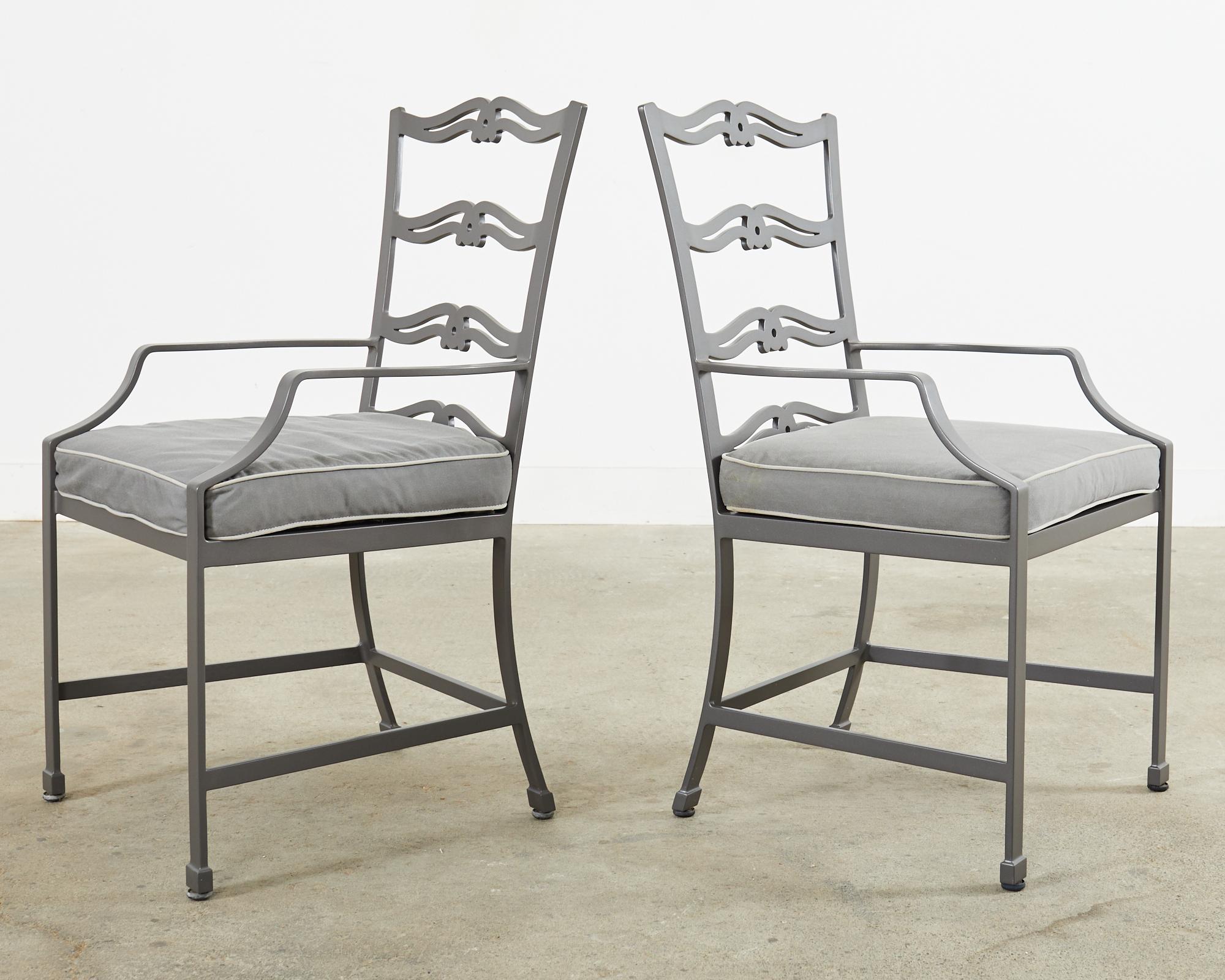 Contemporary Set of Twelve McKinnon & Harris Ladder Back Garden Dining Chairs 