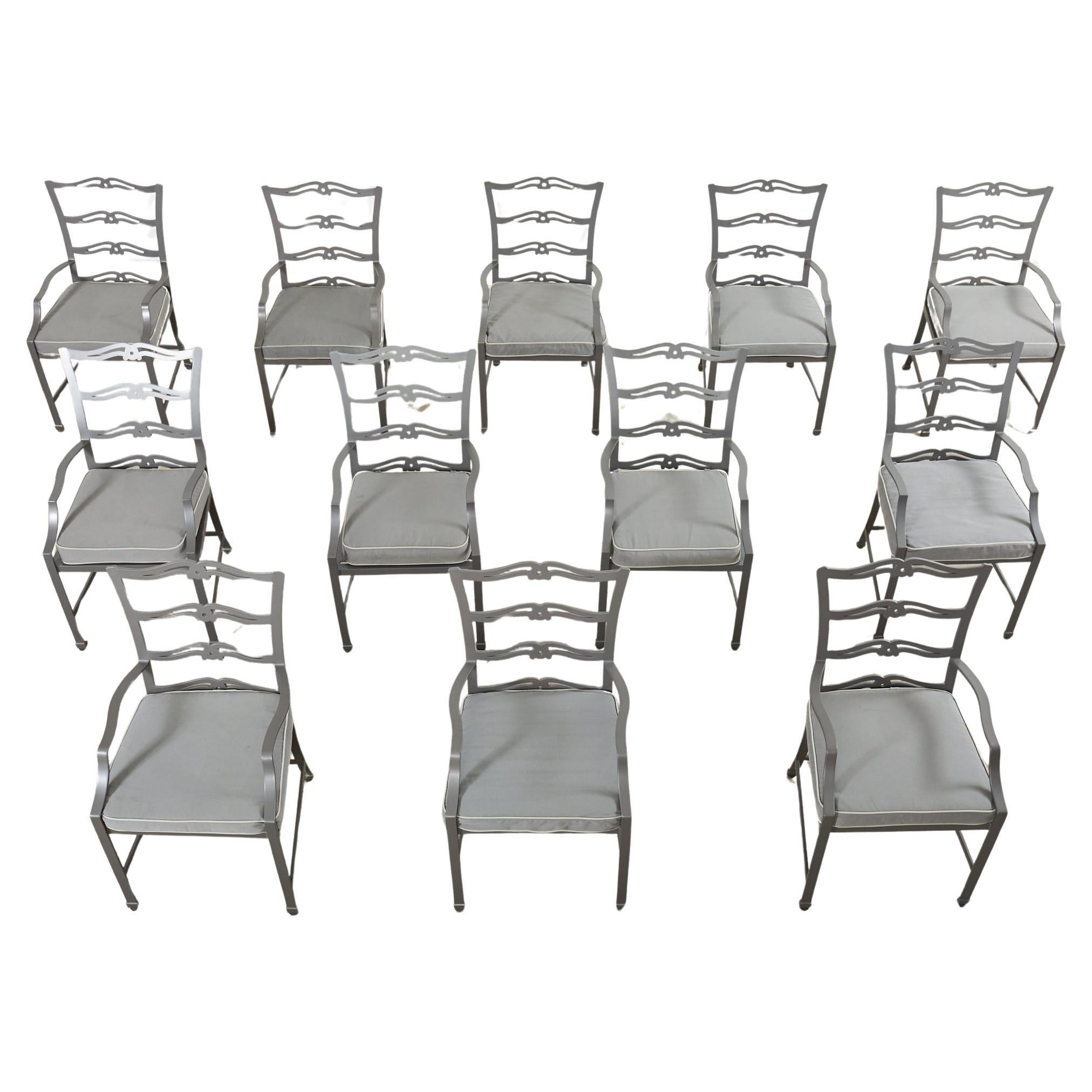Set of Twelve McKinnon & Harris Ladder Back Garden Dining Chairs  For Sale