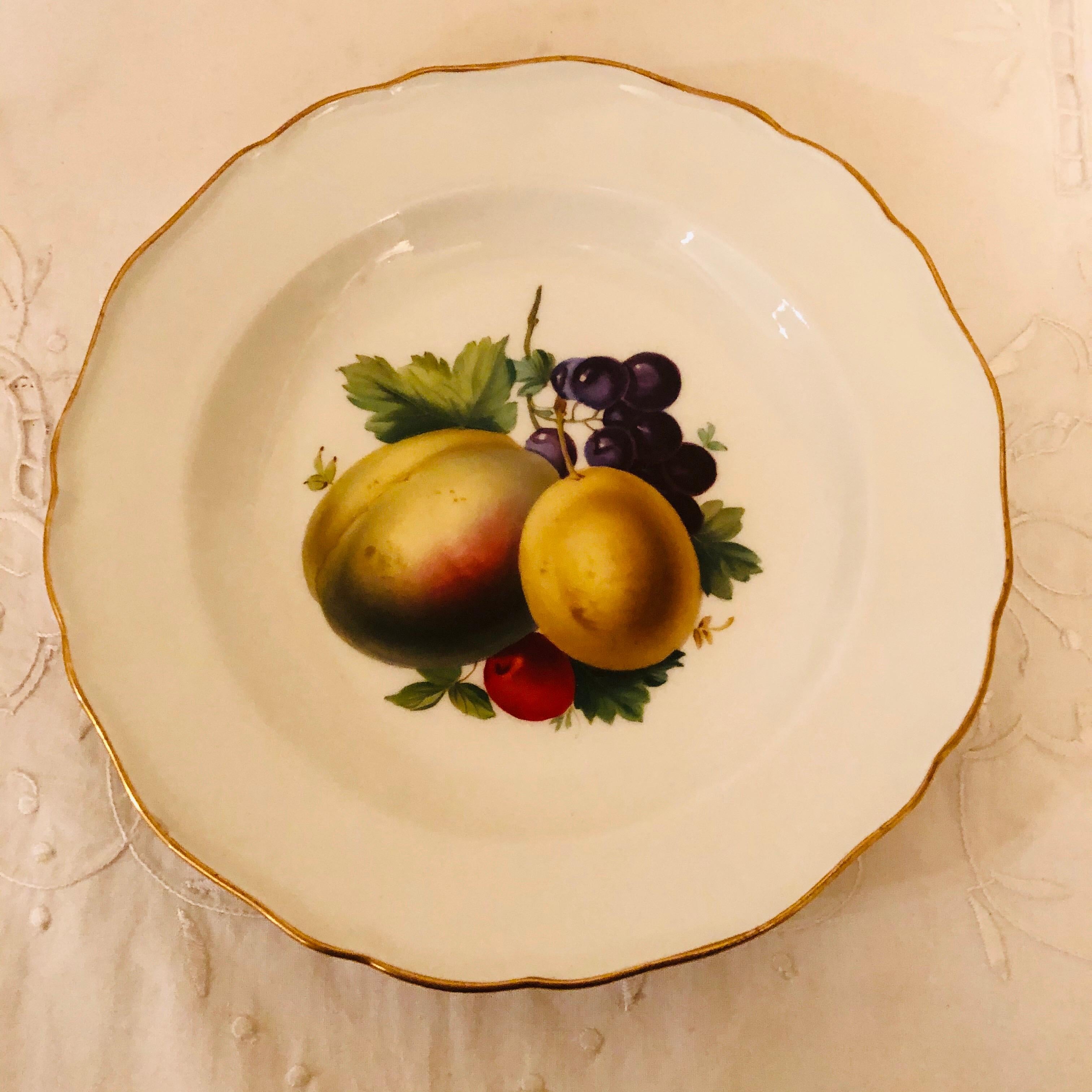 Set of Twelve Meissen Dessert Plates Masterfully Painted with Different Fruits In Excellent Condition For Sale In Boston, MA
