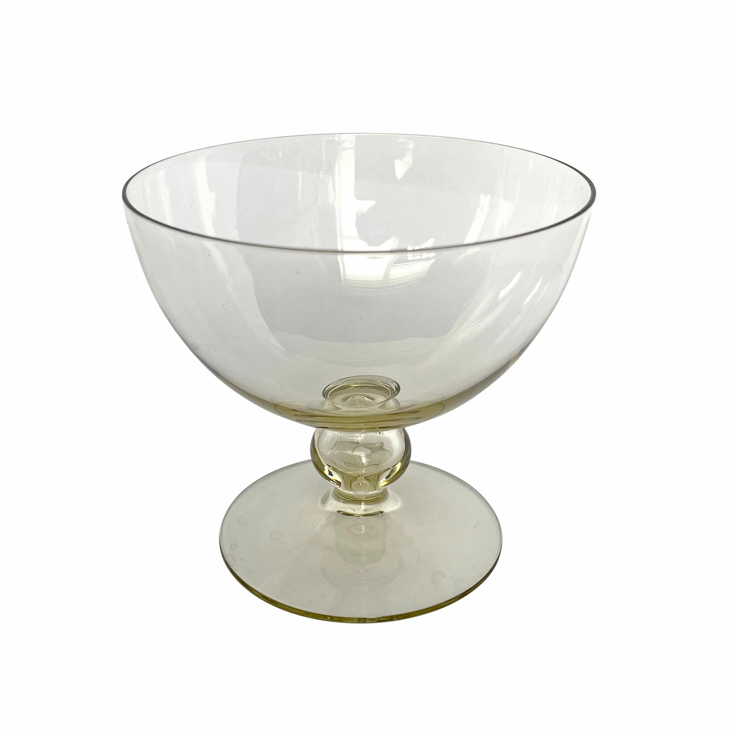 Italian Set of Twelve Mid-20th Century Venetian Yellow Glass Coupes