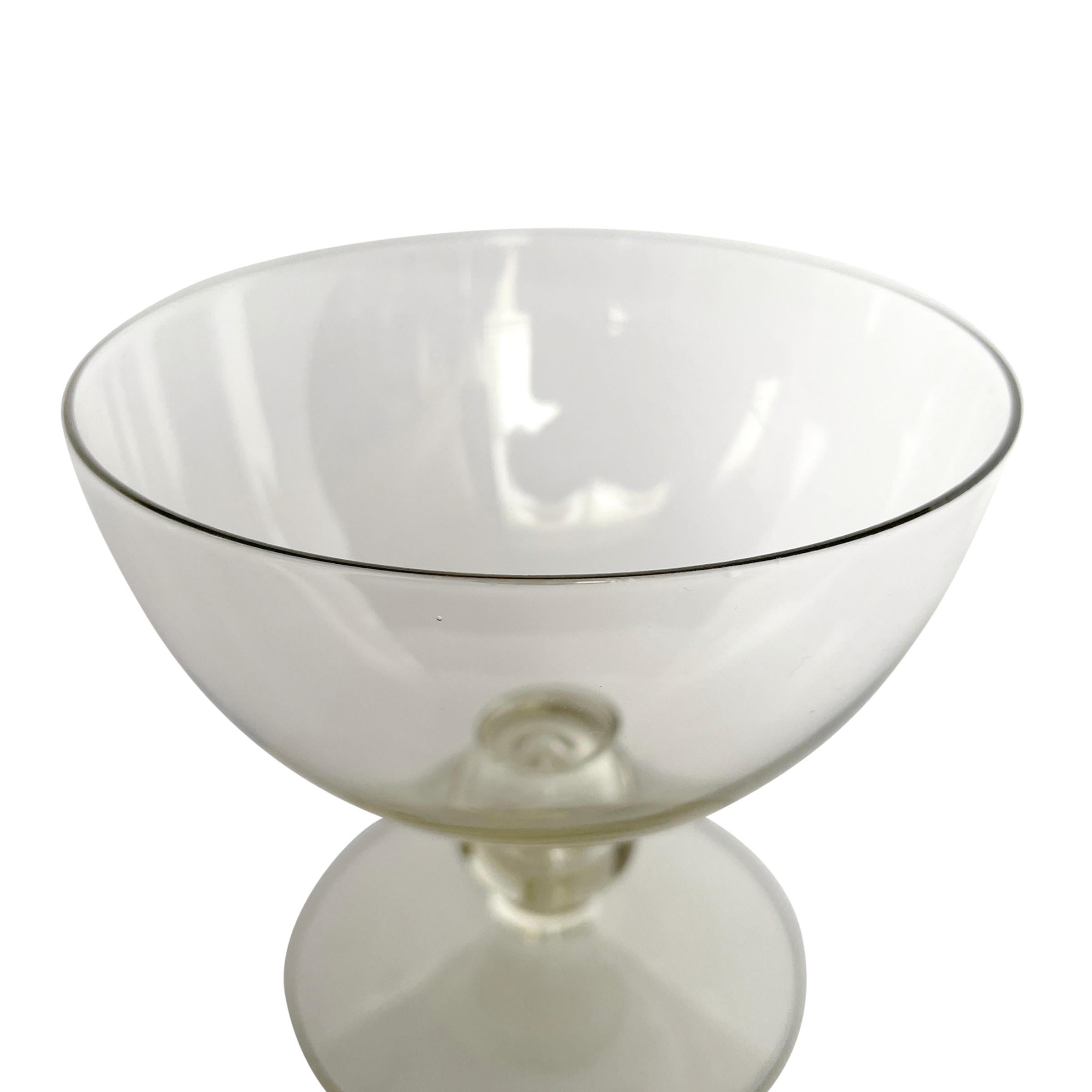 Set of Twelve Mid-20th Century Venetian Yellow Glass Coupes In Excellent Condition In Chicago, IL