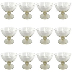 Retro Set of Twelve Mid-20th Century Venetian Yellow Glass Coupes