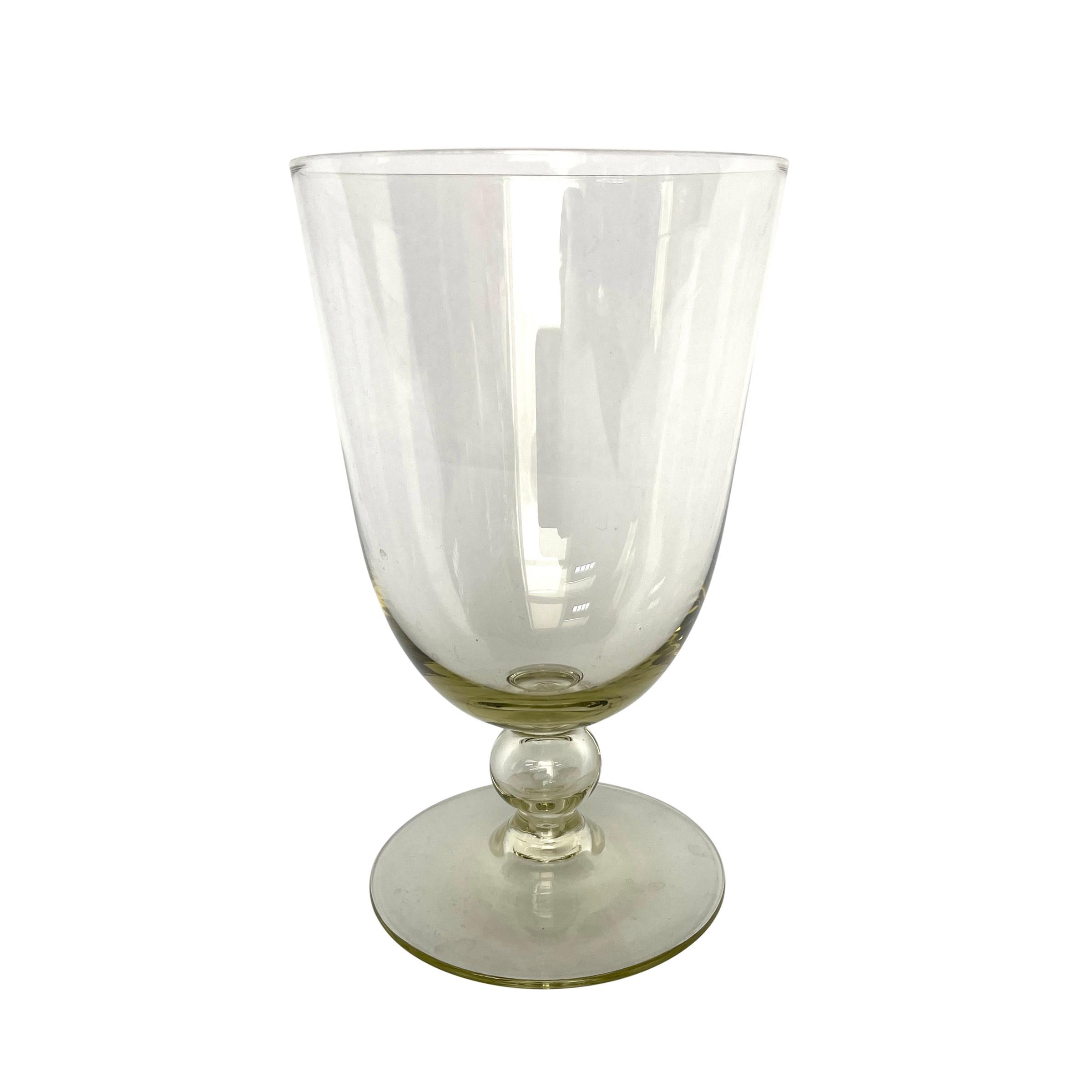 Italian Set of Twelve Mid-20th Century Venetian Yellow Glass Goblets