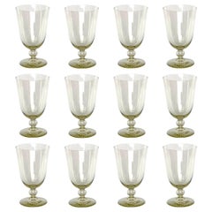 Set of Twelve Mid-20th Century Venetian Yellow Glass Goblets