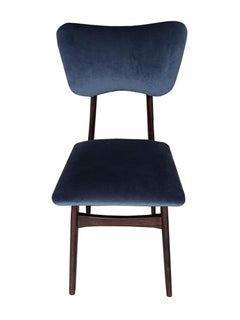 Satz von zwölf Schmetterlingsstühlen aus der Mitte des Jahrhunderts, marineblauer Samt, Europa, 1960er Jahre