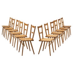 Vintage Set of Twelve Mid-Century Dutch Dining Chairs 
