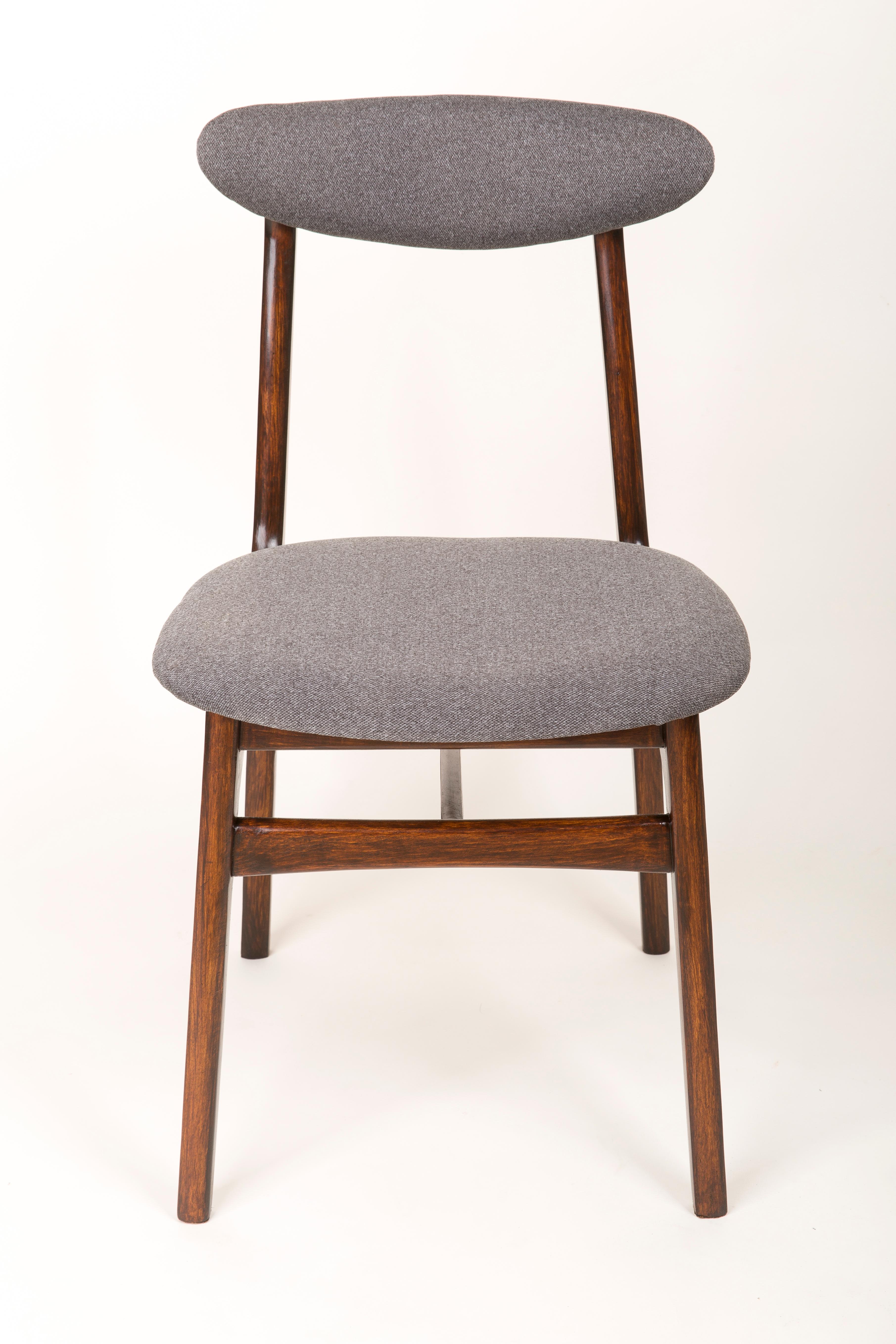 Textile Set of Twelve Mid Century Gray Chairs by Rajmund Halas, 1960s For Sale