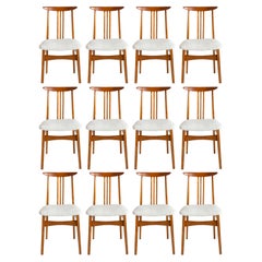 Vintage Set of Twelve Mid-Century Light Boucle Chair, by M. Zielinski, Europe, 1960s