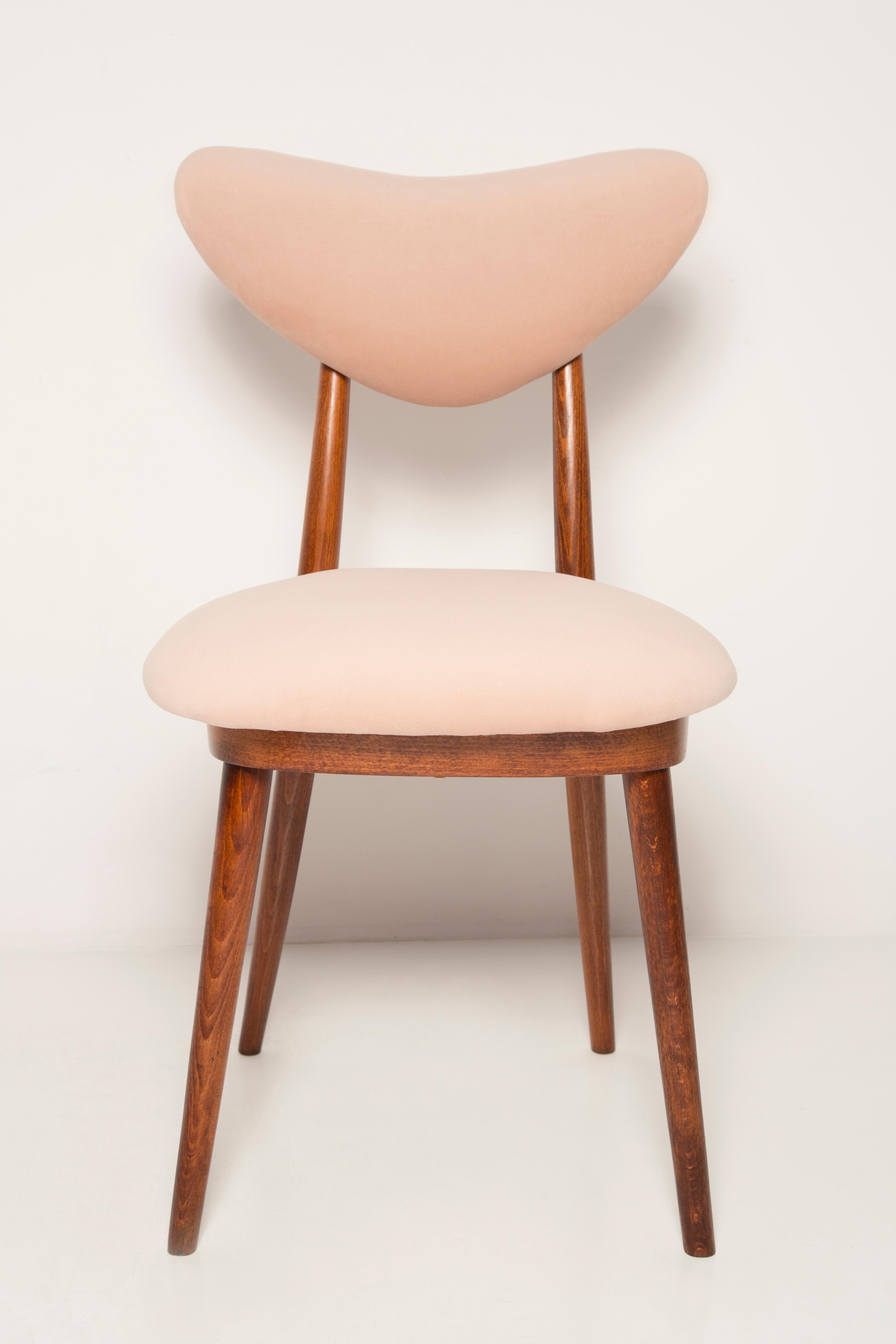 20th Century Set of Twelve Mid Century Light Pink Velvet Heart Chairs, Europe, 1960s For Sale