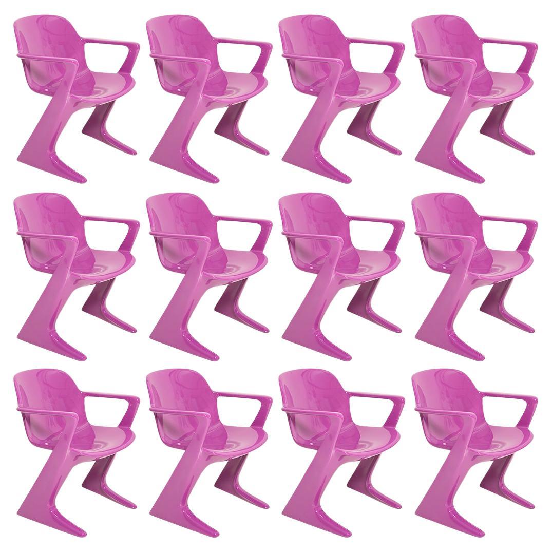 Set of Twelve Mid-Century Purple Kangaroo Chairs, by Ernst Moeckl, Germany, 1968 For Sale