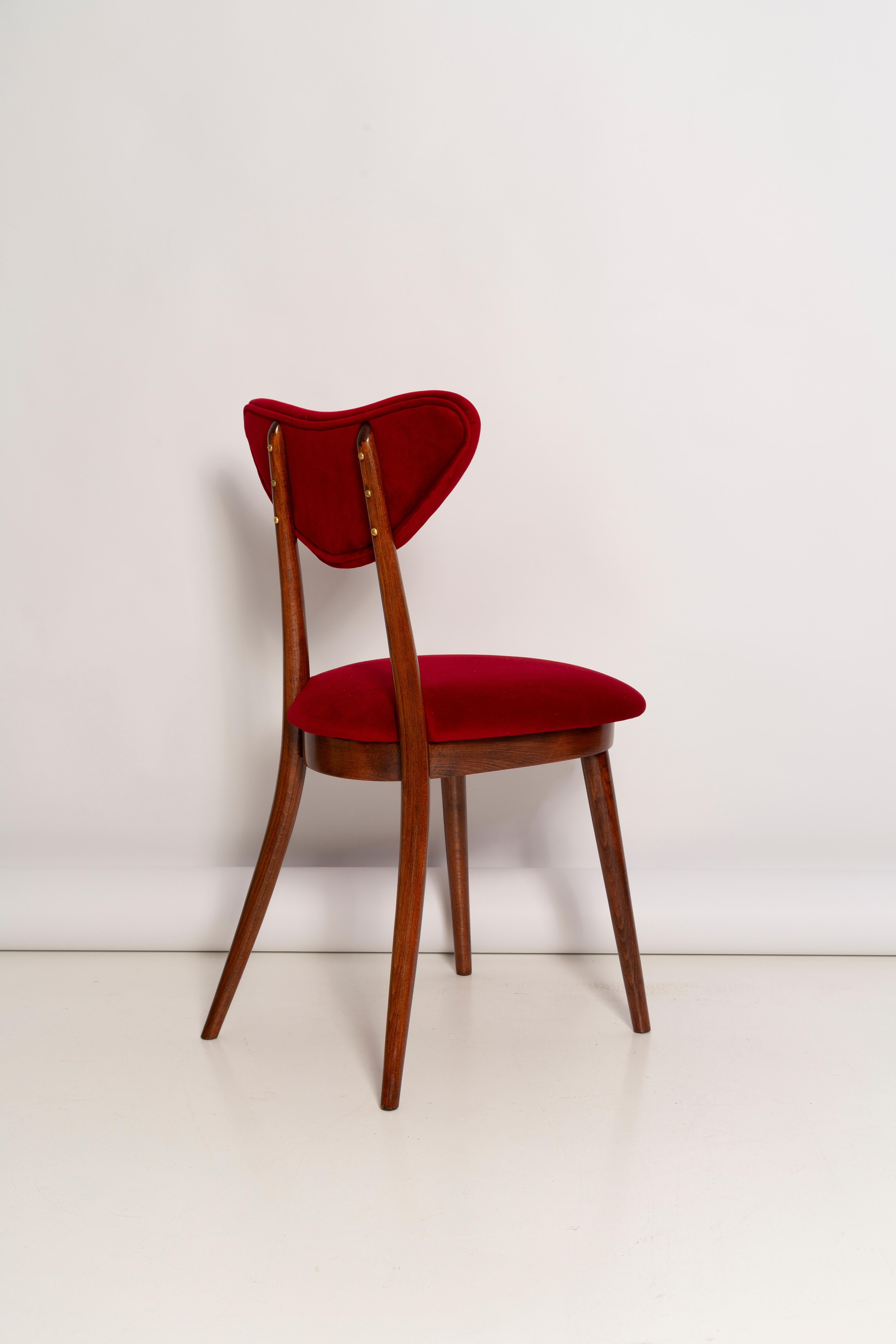 Set of Twelve Mid Century Red Heart Chairs, Poland, 1960s For Sale 2