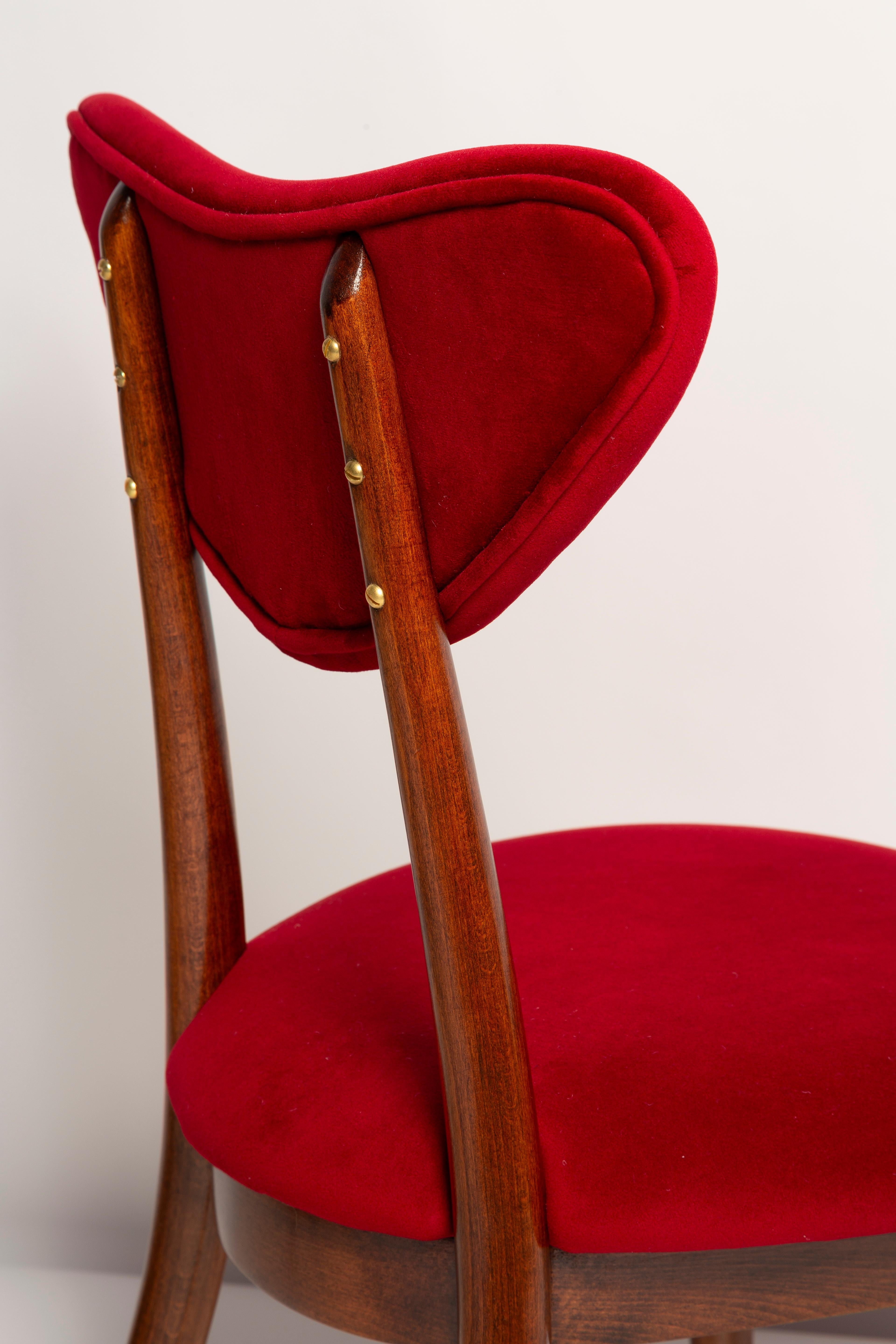 Set of Twelve Mid Century Red Heart Chairs, Poland, 1960s For Sale 3