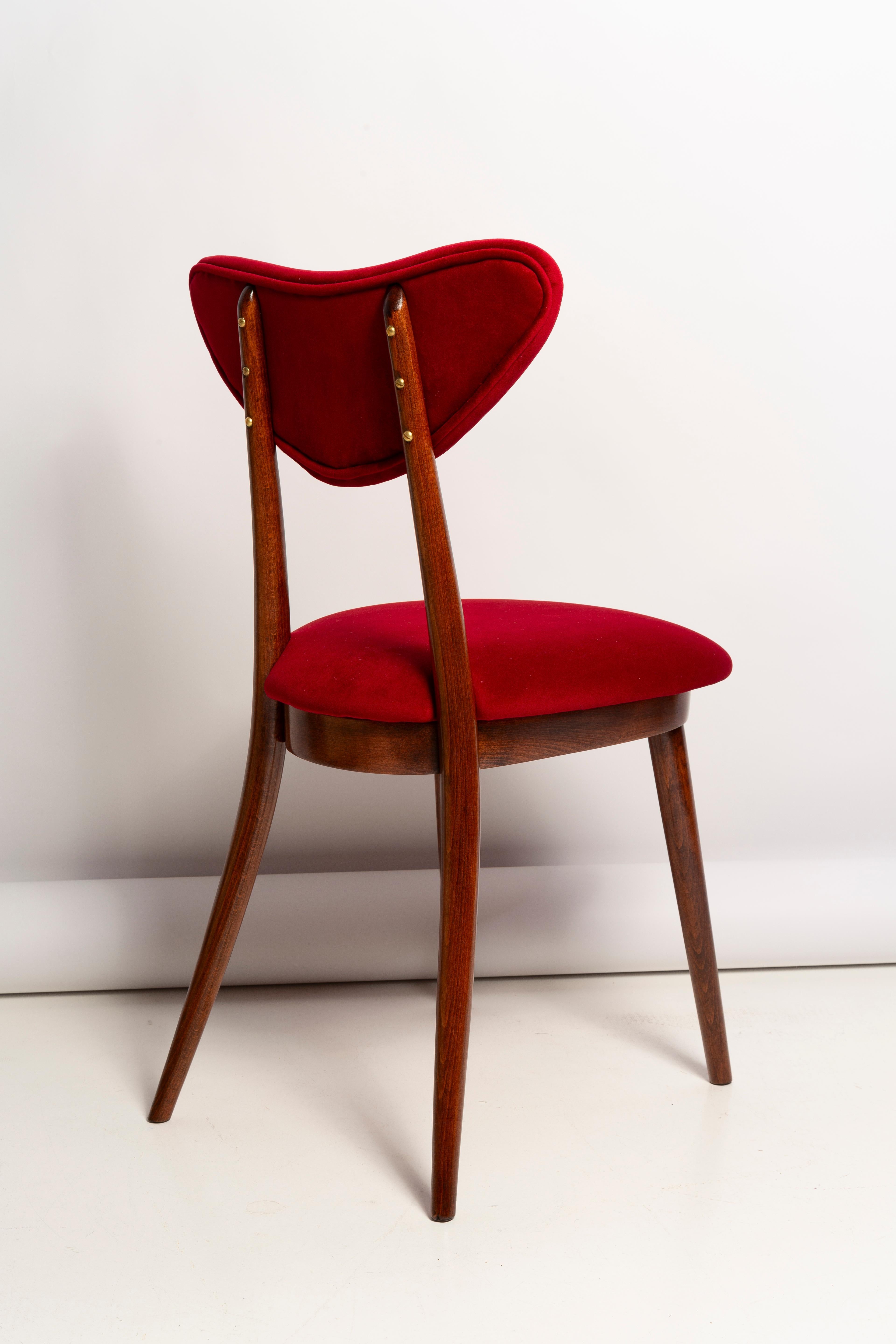 Set of Twelve Mid Century Red Heart Chairs, Poland, 1960s For Sale 4