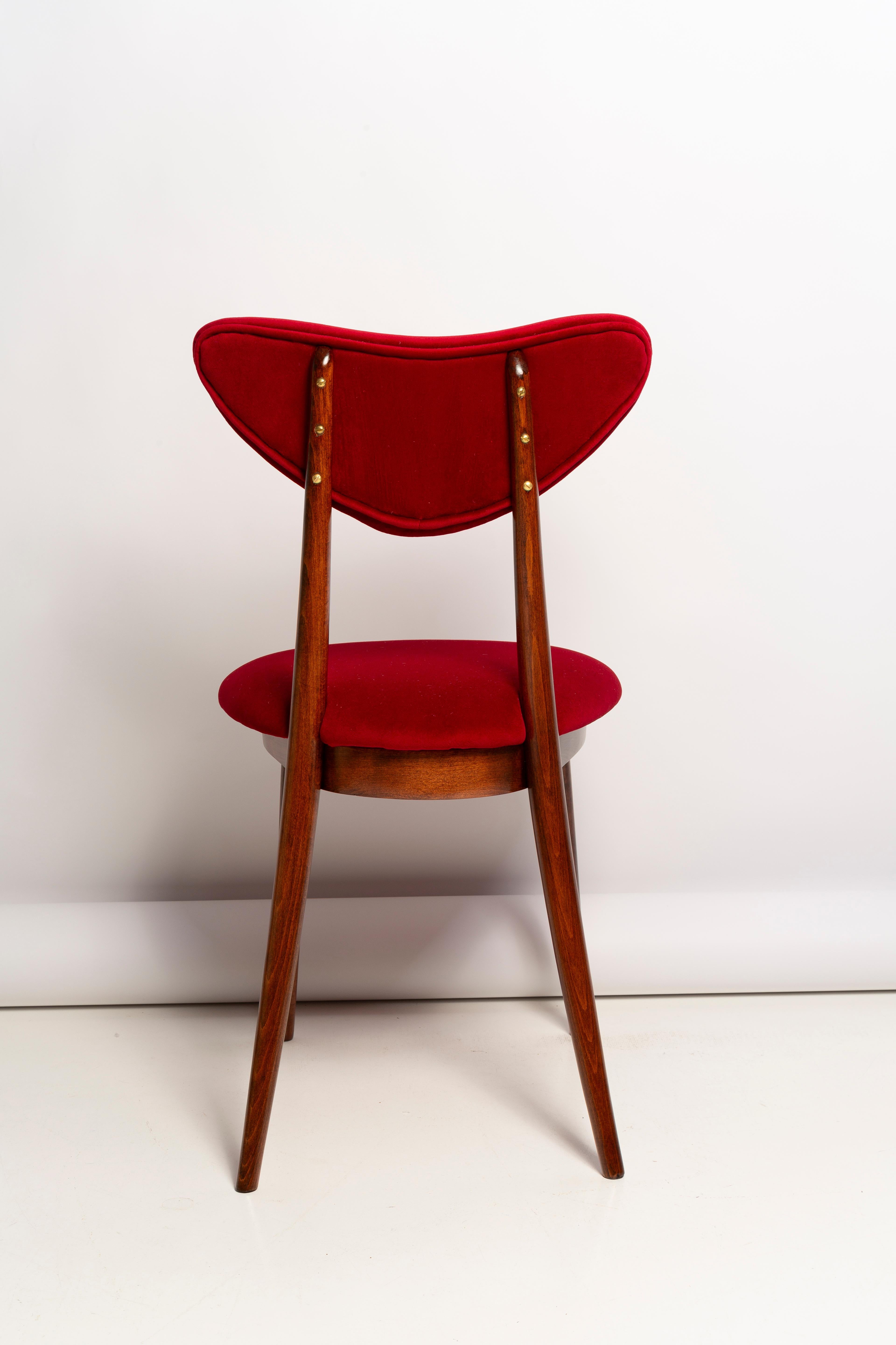 Set of Twelve Mid Century Red Heart Chairs, Poland, 1960s For Sale 5