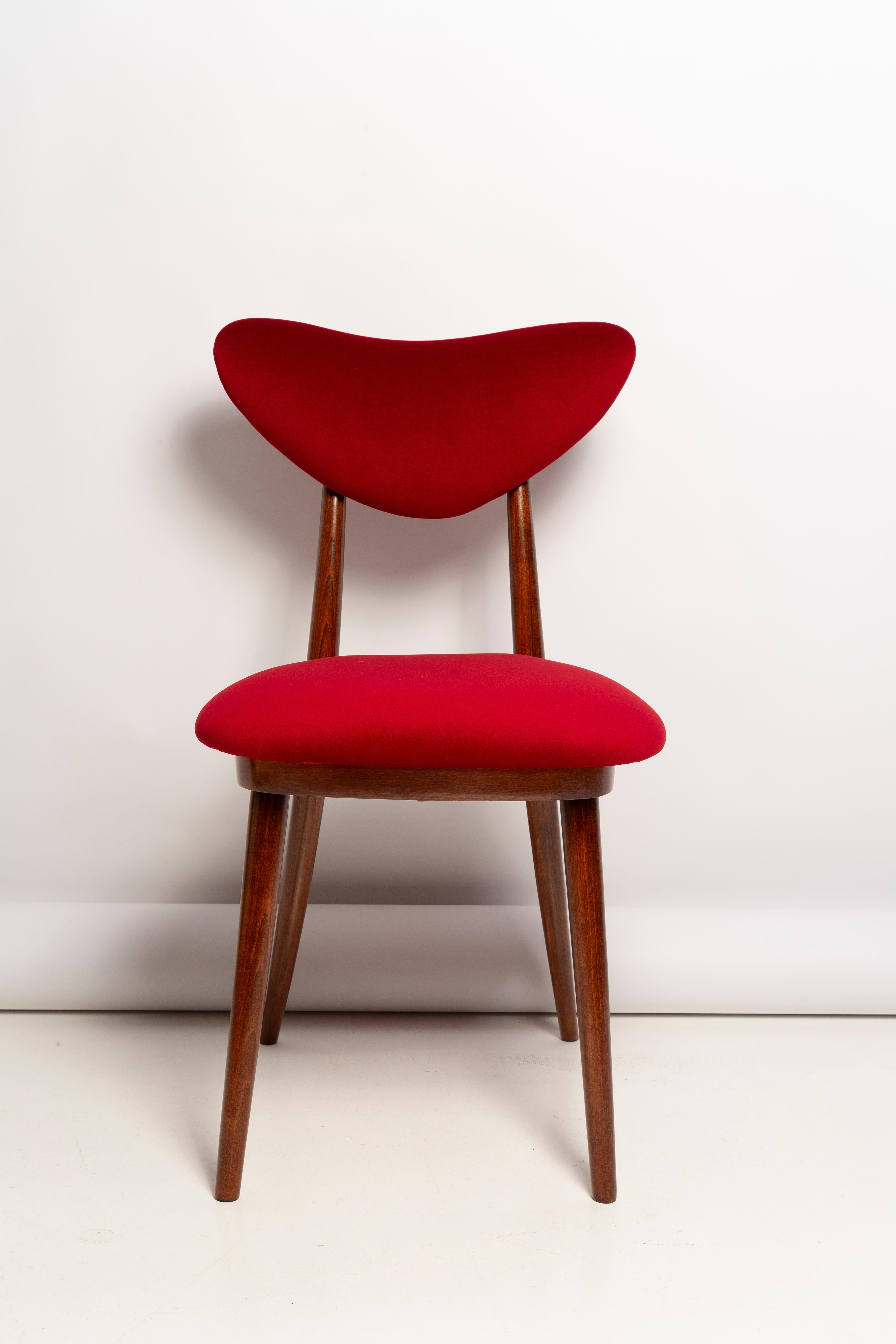 Set of Twelve Mid Century Red Heart Chairs, Poland, 1960s For Sale 6