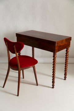 Set of Twelve Mid Century Red Heart Chairs, Poland, 1960s