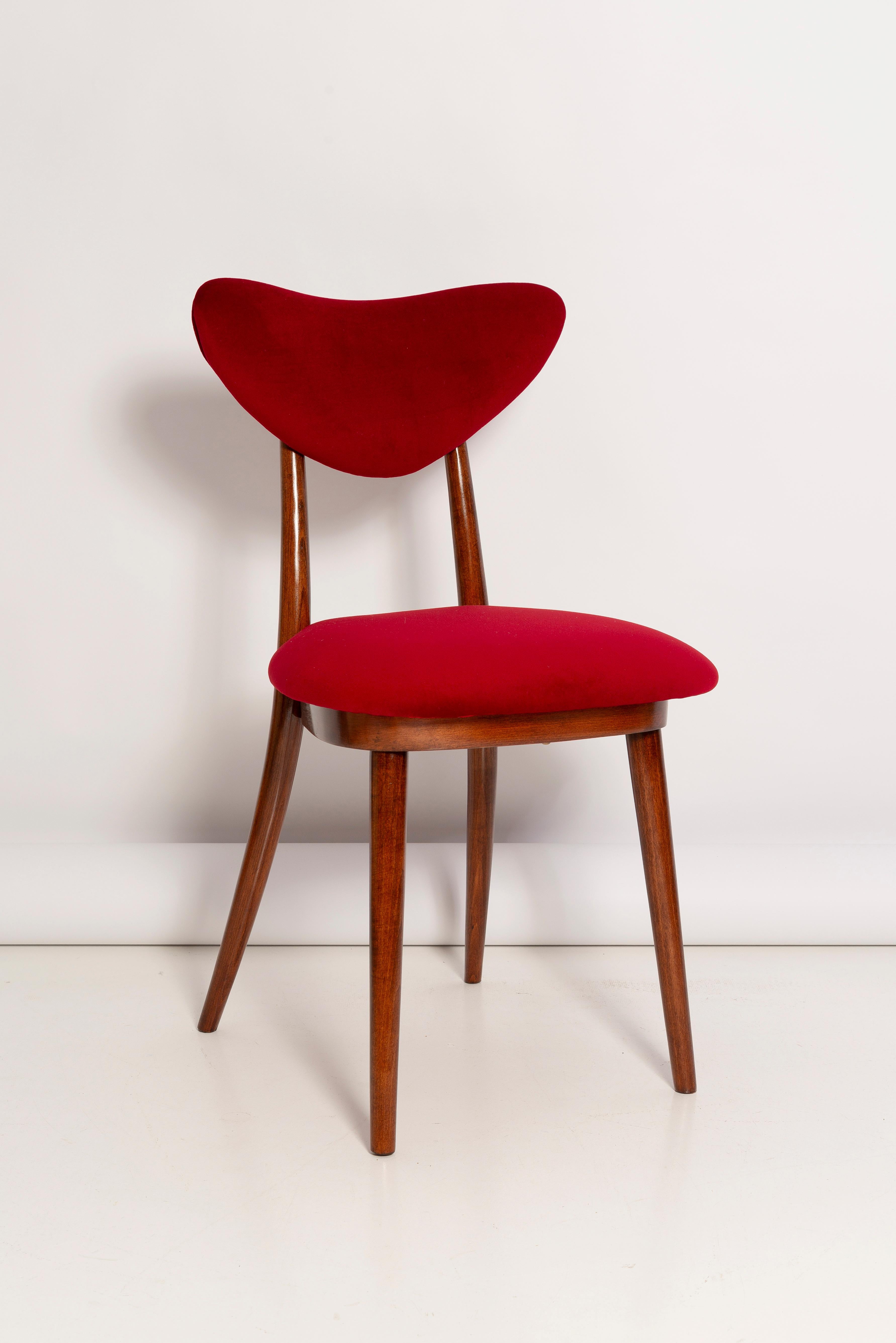 20th Century Set of Twelve Mid Century Red Heart Chairs, Poland, 1960s For Sale