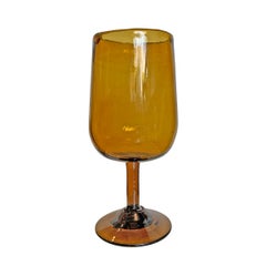 Set of Twelve Midcentury Spanish Hand Blown Amber Wine Glasses